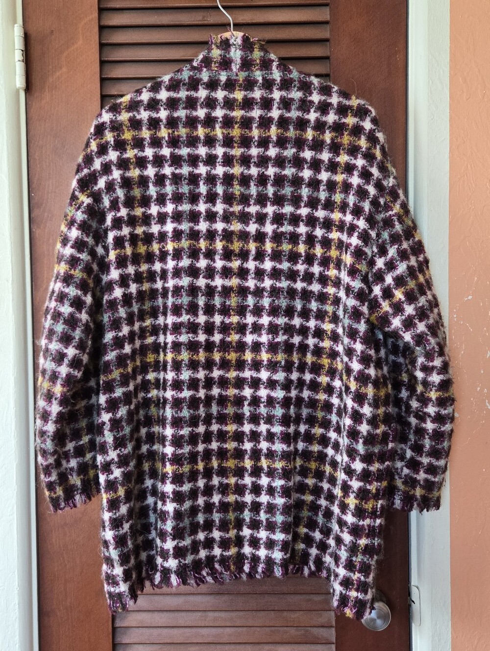Isabel Marant Dianaly Checked Plaid Tweed Cardigan Coat Fringe Edge FR 40 US 8 - Picture 3 of 9